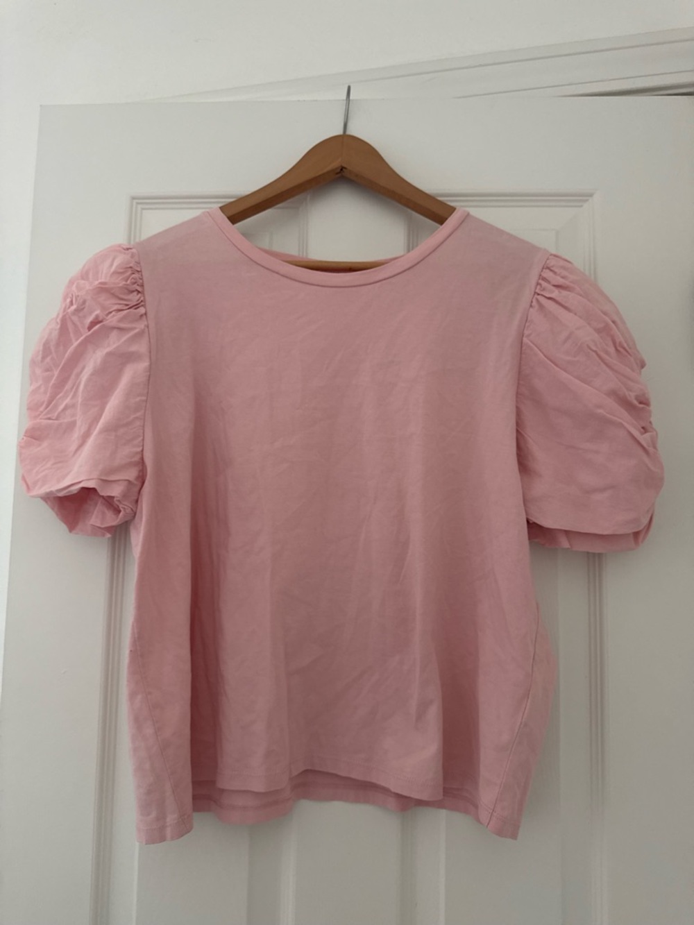 Zara Light Pink Puff-Sleeve Short Sleeve Tee